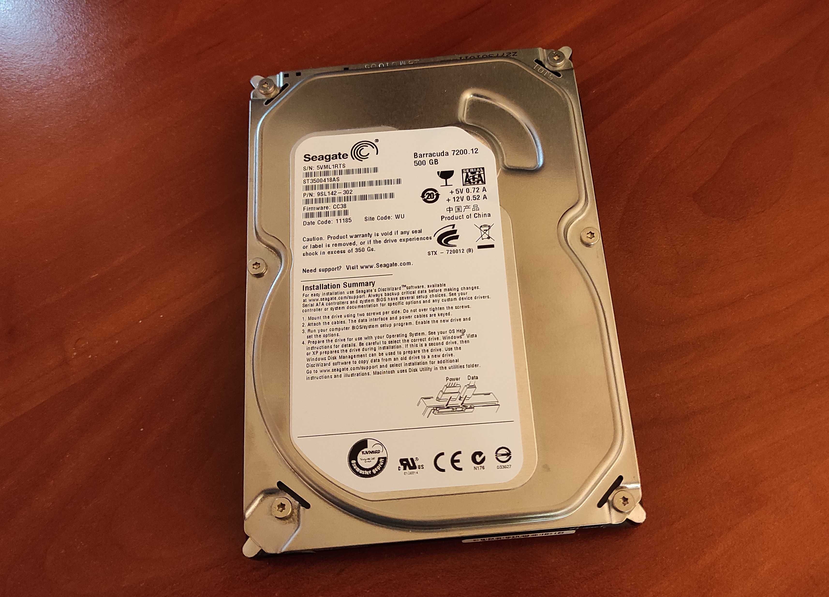 HDD SATA 3,5" Seagate Barracuda 500GB (в идеале, СМАРТ, скан)
