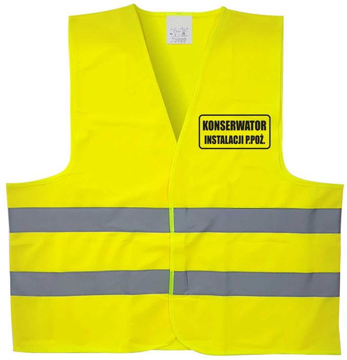 kamizelka odblaskowa z nadrukiem konserwator instalacji p.poż