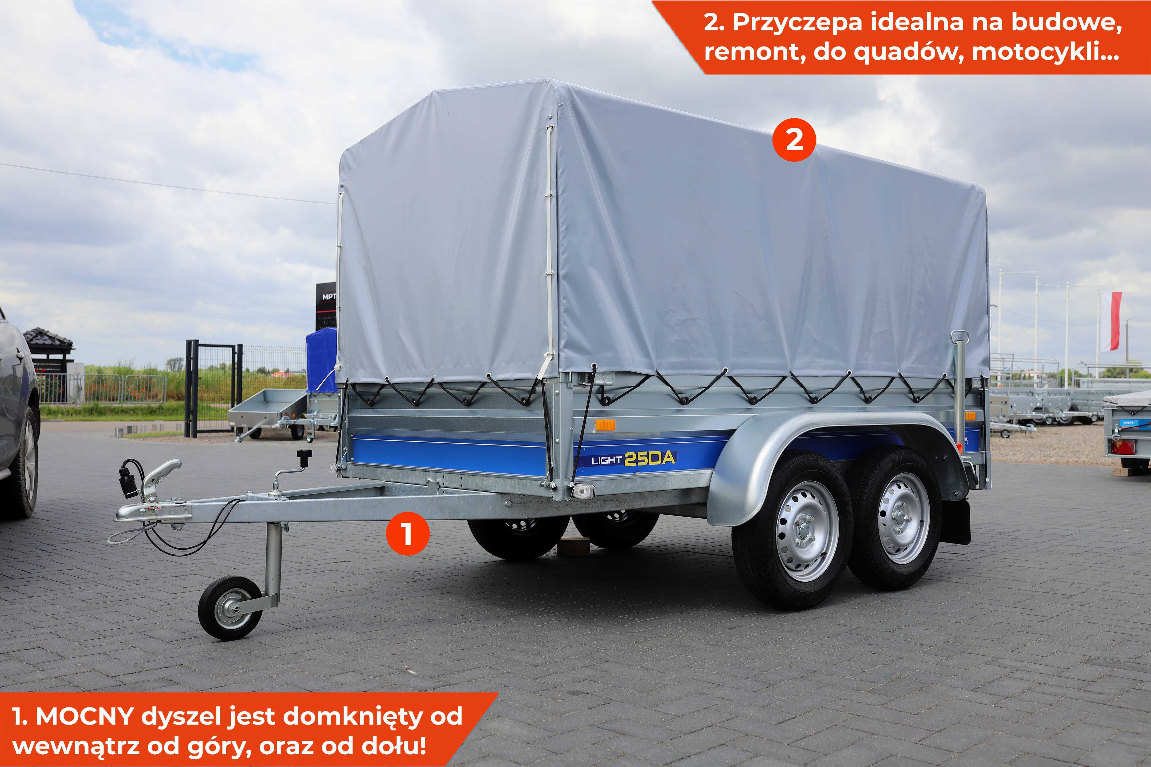 Przyczepka samochodowa z plandeką 252 x 135 Vesta light 25DA tandem