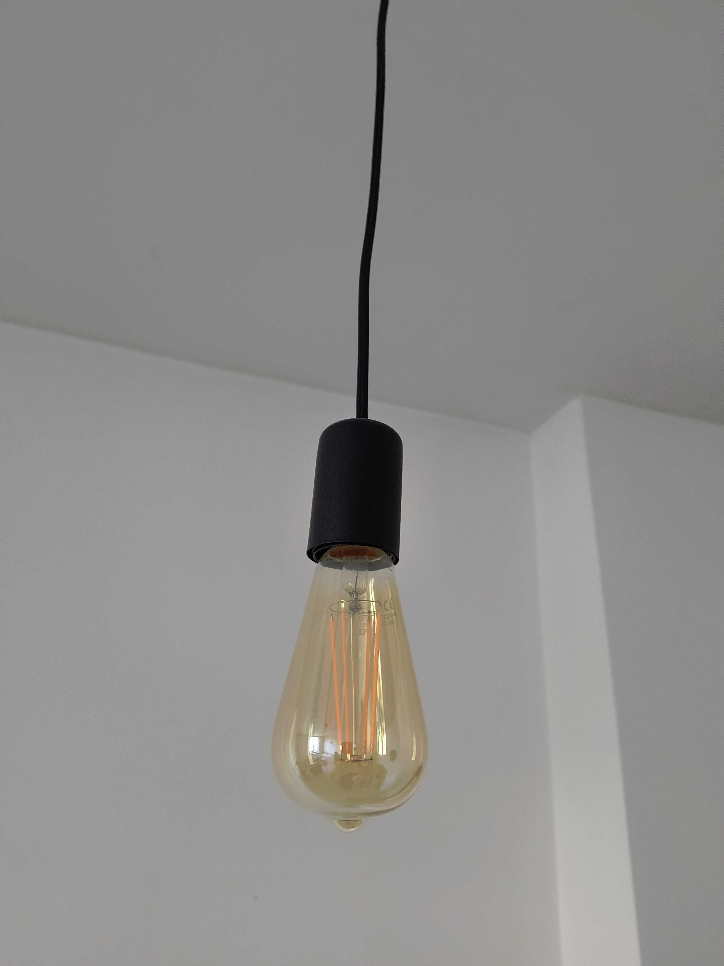 Lampa pająk czarna 7 x 3m z żarówkami retro