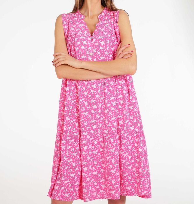 Wzorzysta RÓŻOWA sukienka, wiskoza UNISONO