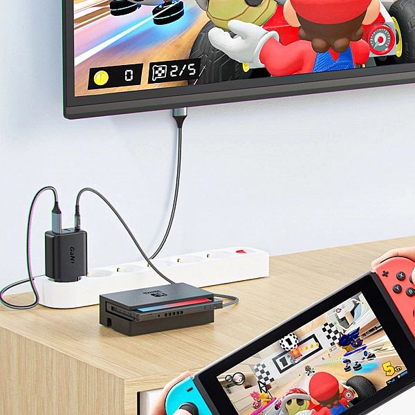 Acefast 2w1 ładowarka sieciowa GaN 65W USB Typ C / USB, adapter przejś
