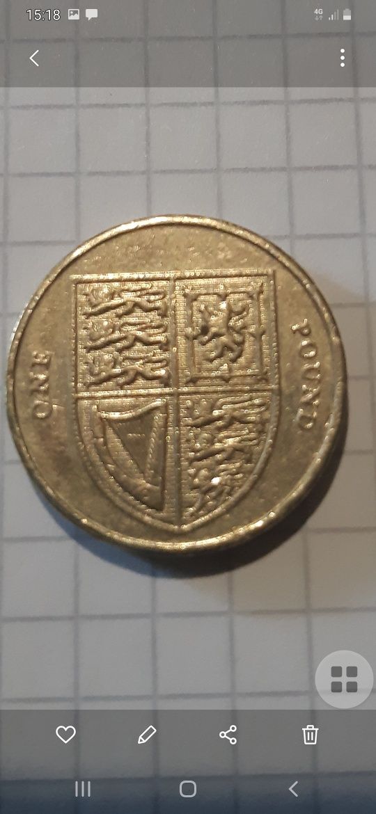 Монета один фунт.состояние хорошое 2015год