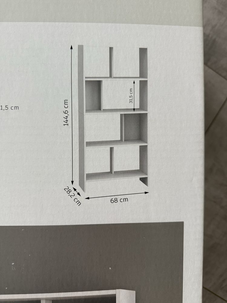Nowy regal na ksiazki bialy 144,6x68x28 meblomaster