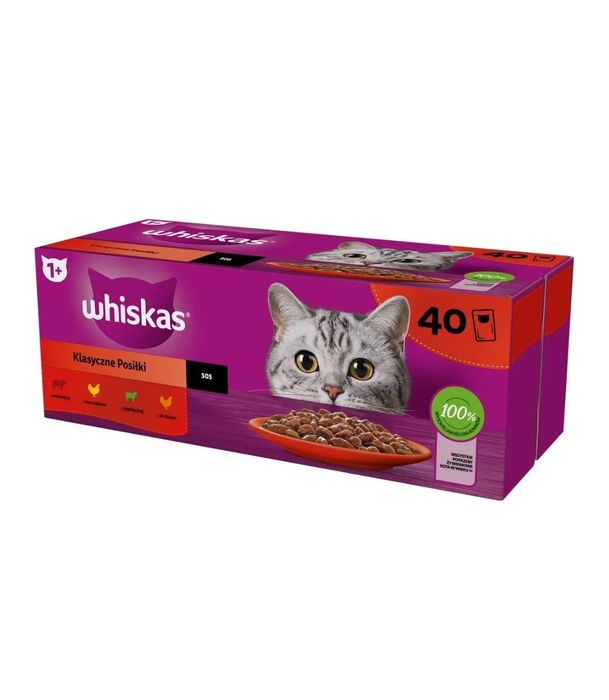 Karma dla kota whiskas 40 saszetek w sosie długa data