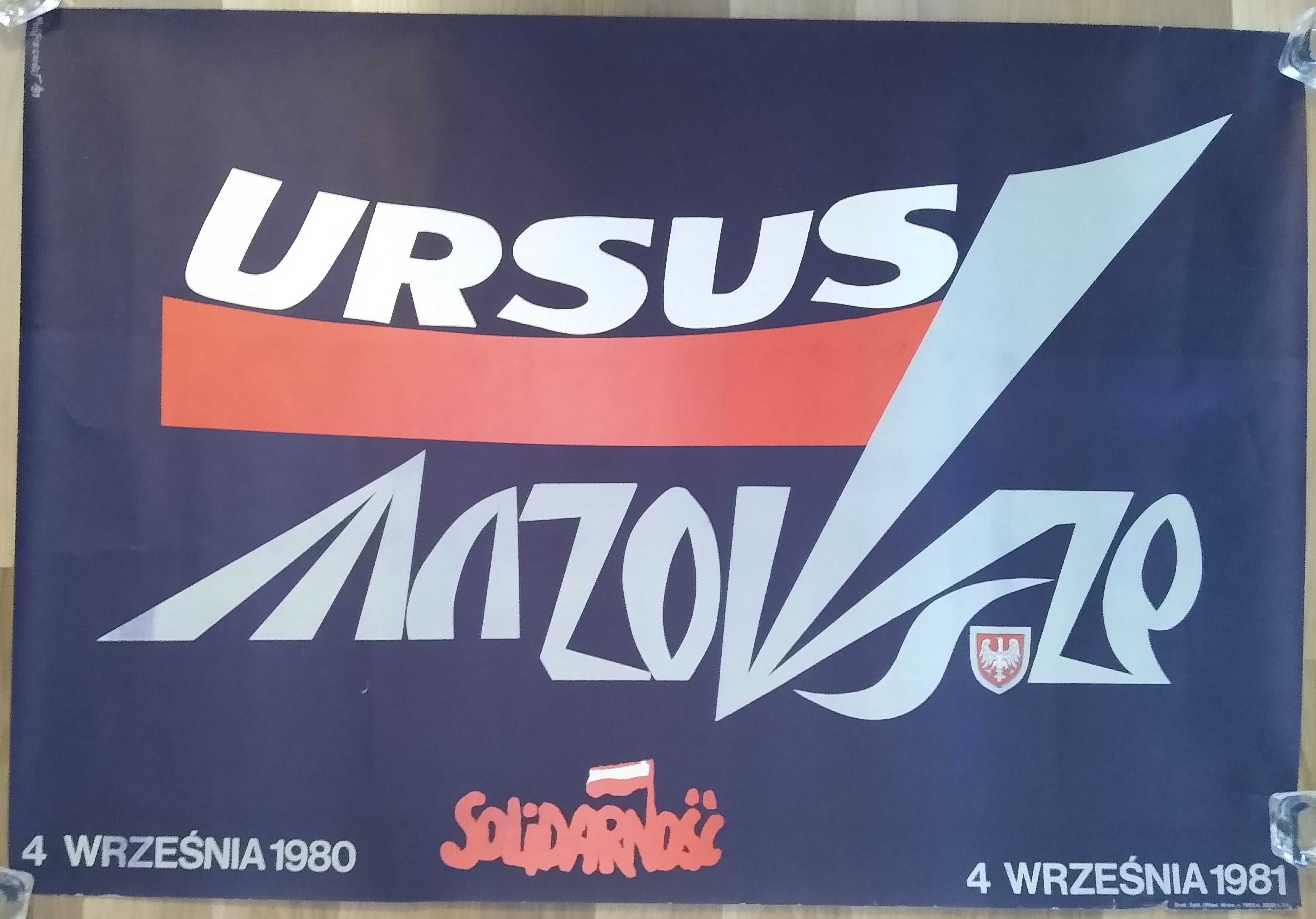 Plakat Ursus Mazowsze Solidarność 4 września lata 1980 do 1981 PRL