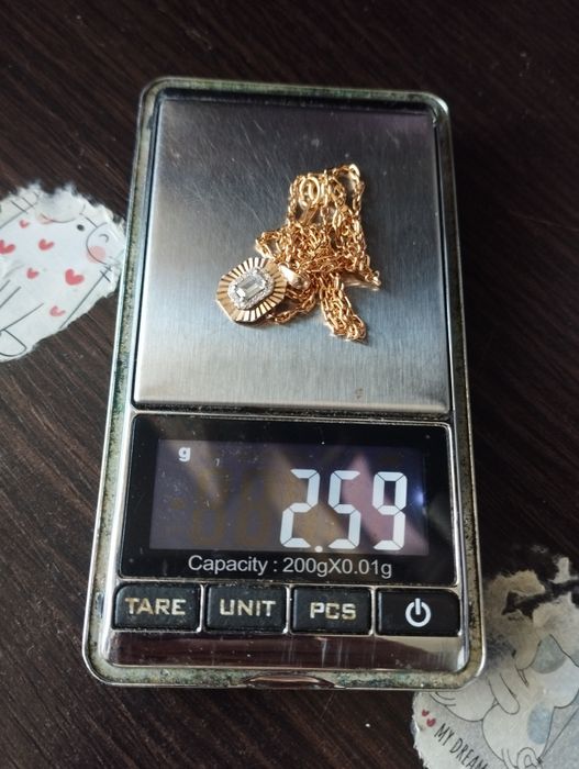 Золотая дутая цепочка с кулончиком 45 см 2.59 грамма