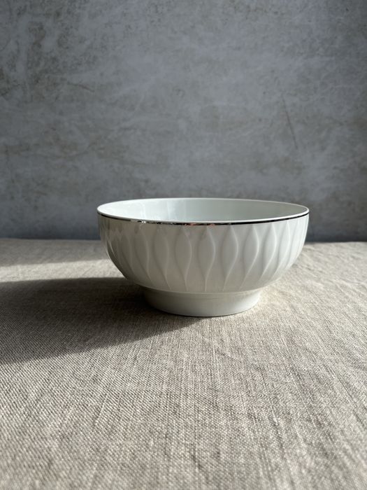 Zestaw śniadaniowy Thomas bialy ze srebrną dekoracją