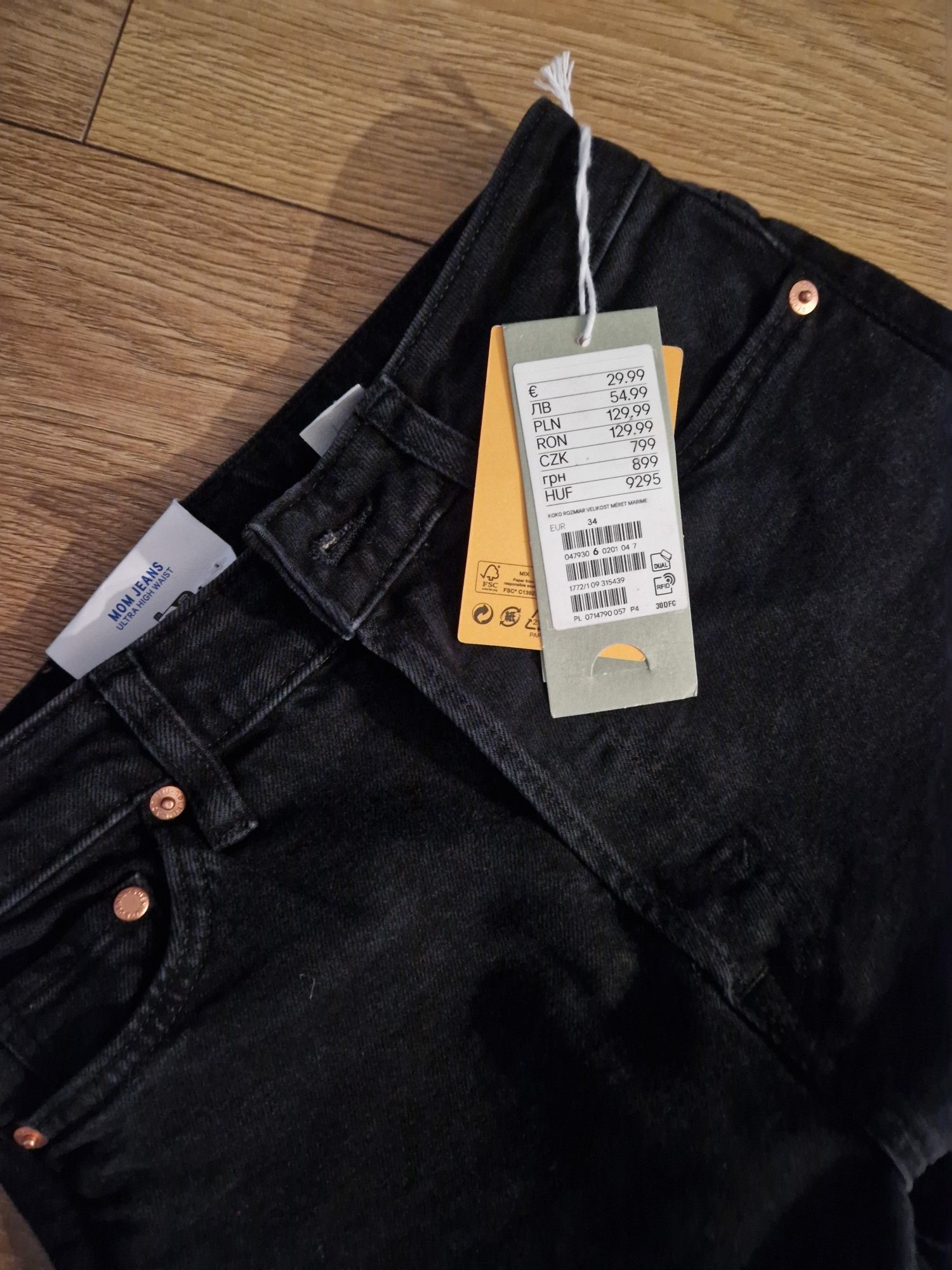 Nowe spodnie jeansy czarne h&m rozmiar 34