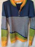 Sweter Misslook rozpinany dekolt garanat żółty zieleń z dziura na kciu