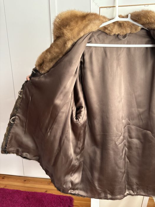 Brązowe naturalne futro z łatek norek