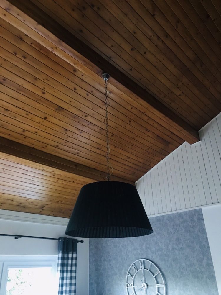 Lampa zyrandol czarny materiał glamour duzy abażur klosz