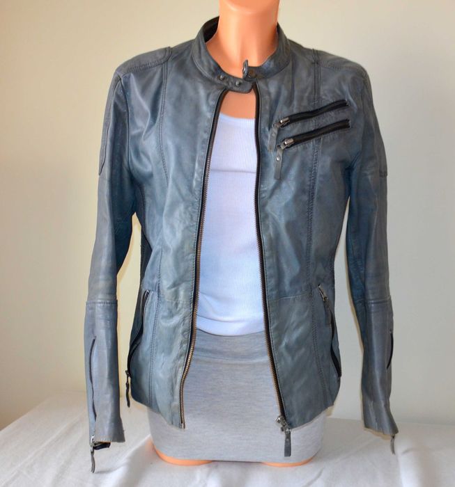 Skórzana kurtka damska szara sluisleder rozmiar M