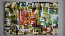 Tela abstracta pintada a acrílico 80x50cm