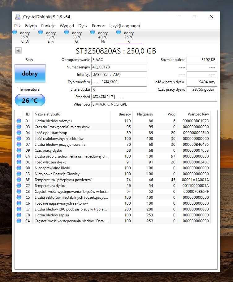 Dwa dyski hdd - 2,5'' i 3,5'', 320gb i 250gb , stan b. dobry