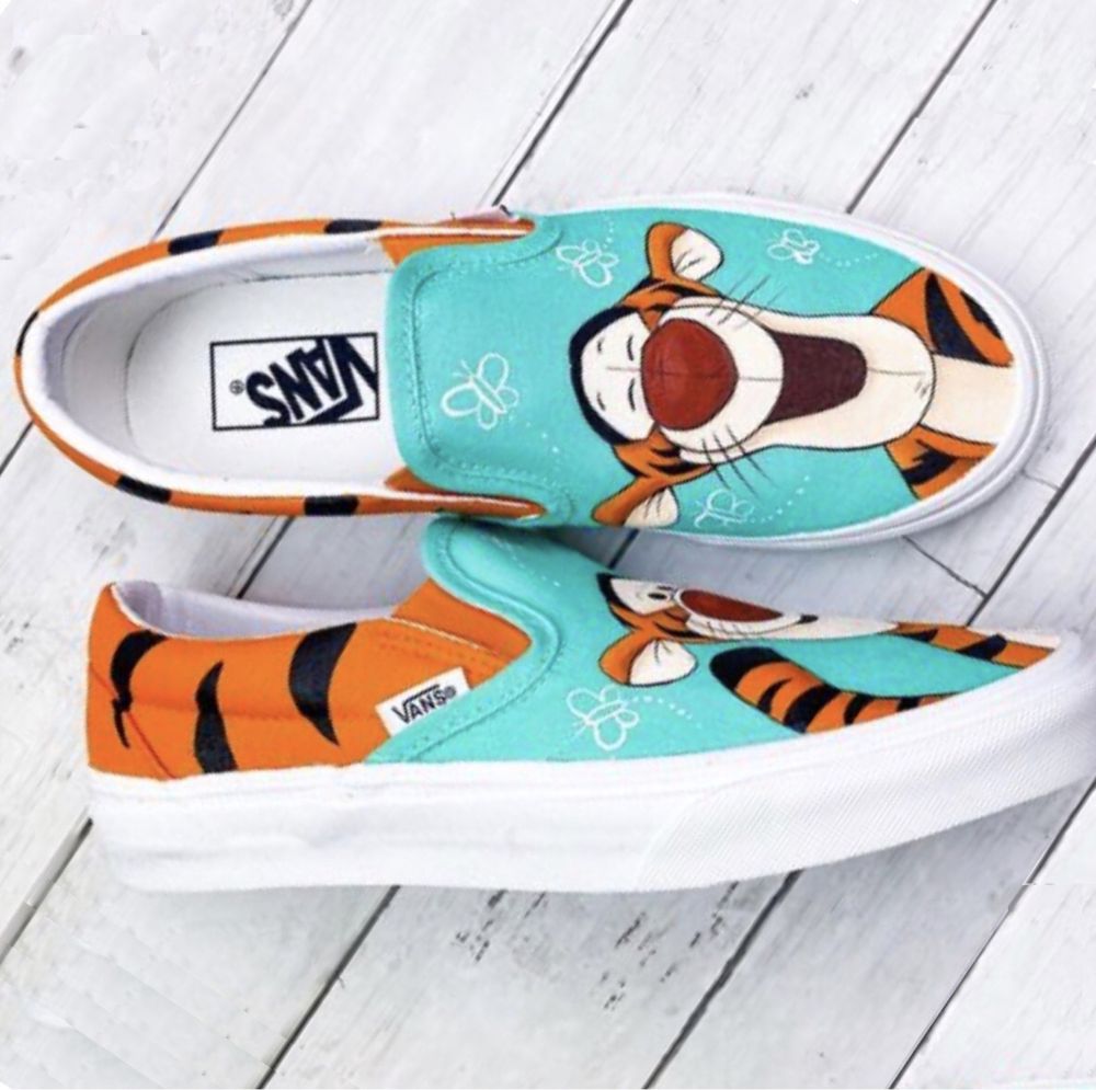 Custom VANS Slip on Tygrysek Kubuś Puchatek ręcznie malowane buty