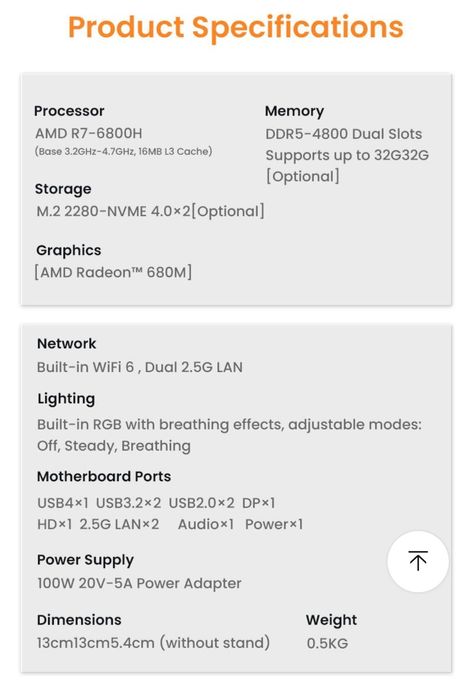 Mini PC GenMachine Ryzen 7 6800H, Ryzen 7 6900HX ES
-