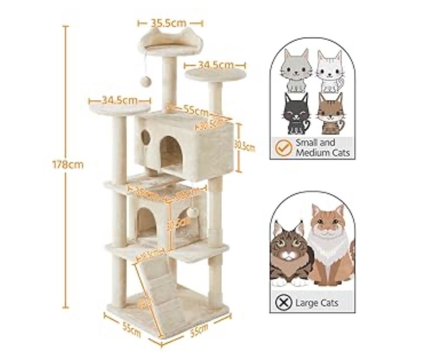 Arranhador para Gatos Multinível – 178 cm