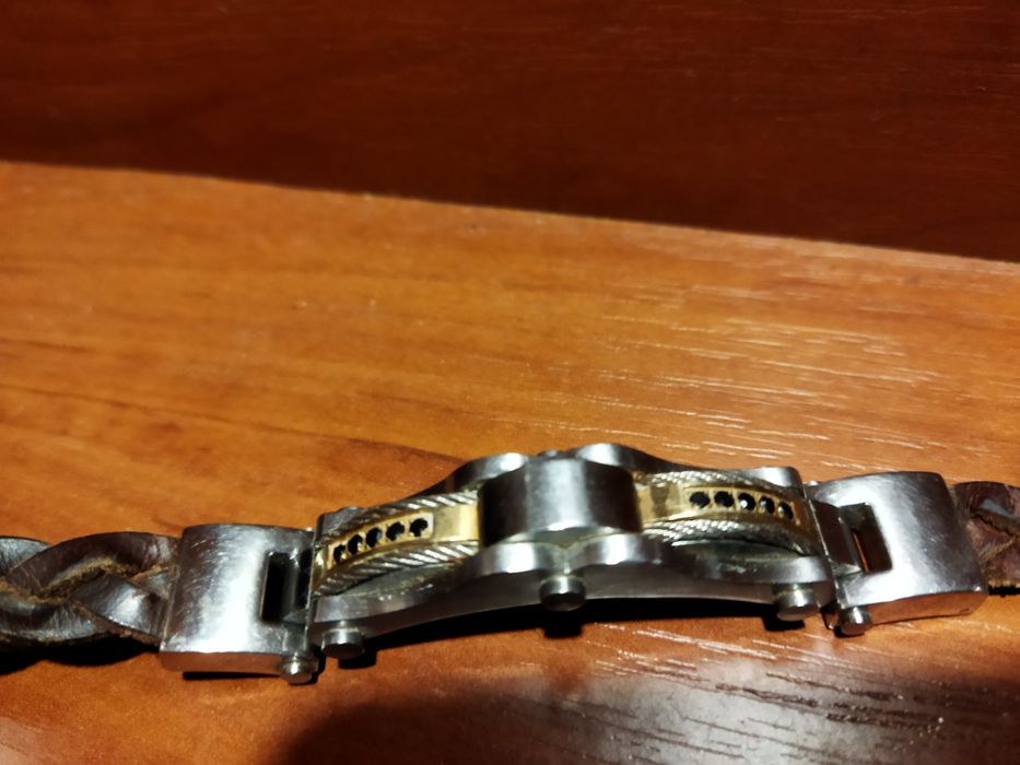 Браслет мужской- кожа, метал