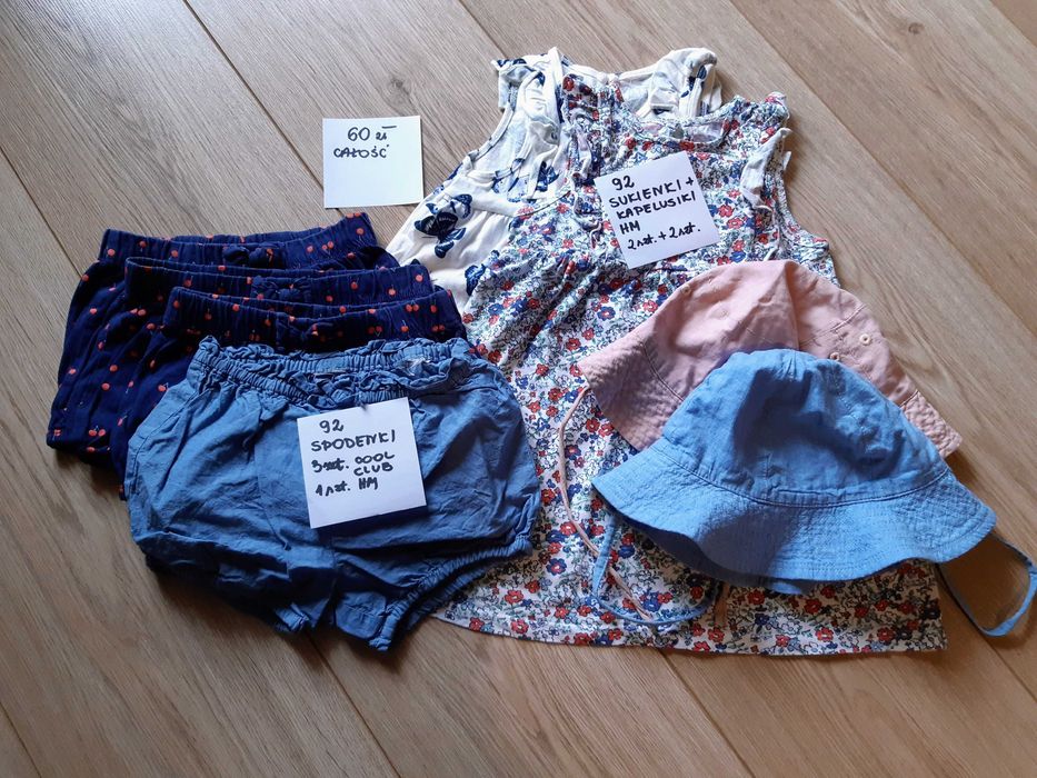 Sukienki, kapelusiki, spodenki / 8szt / r. 92 / H&M, Smyk