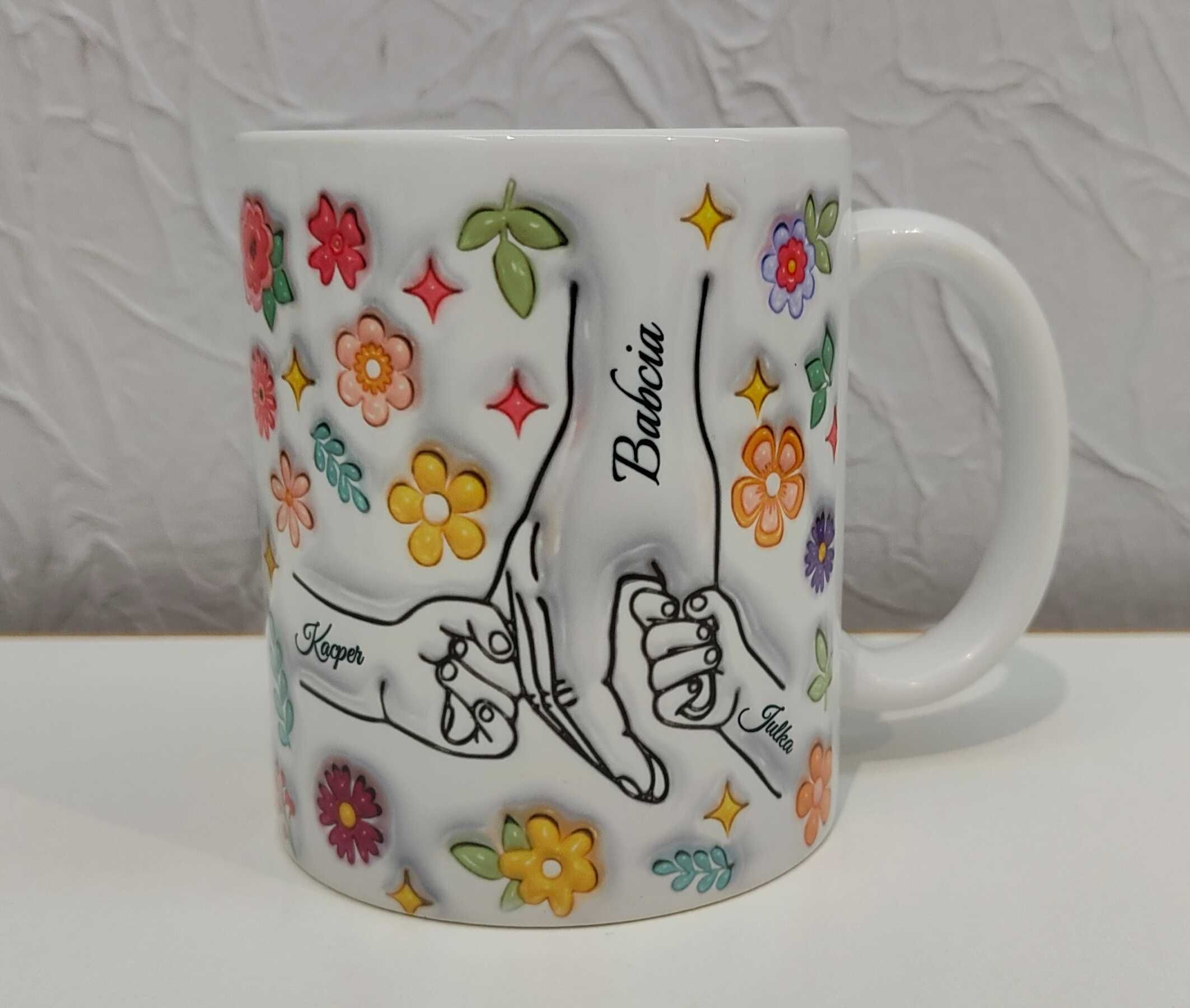 Kubek Dzień Babci i Dziadka 330ml dłonie babci/dziadka i 1-13 wnuków