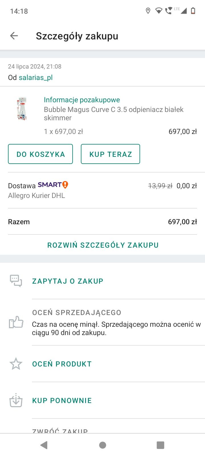 Odpieniacz Białek do akwarium morskie Bubble Magnus Curve
