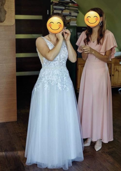 Suknia ślubna, bolerko i welon