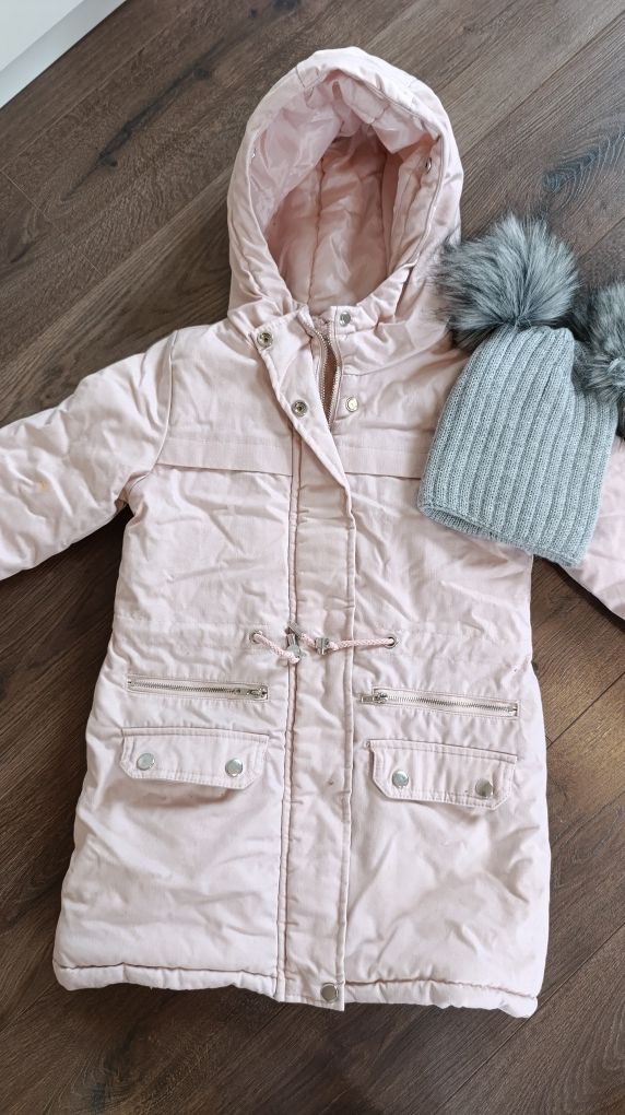 Reserved ciepła kurtka parka i czapka 122