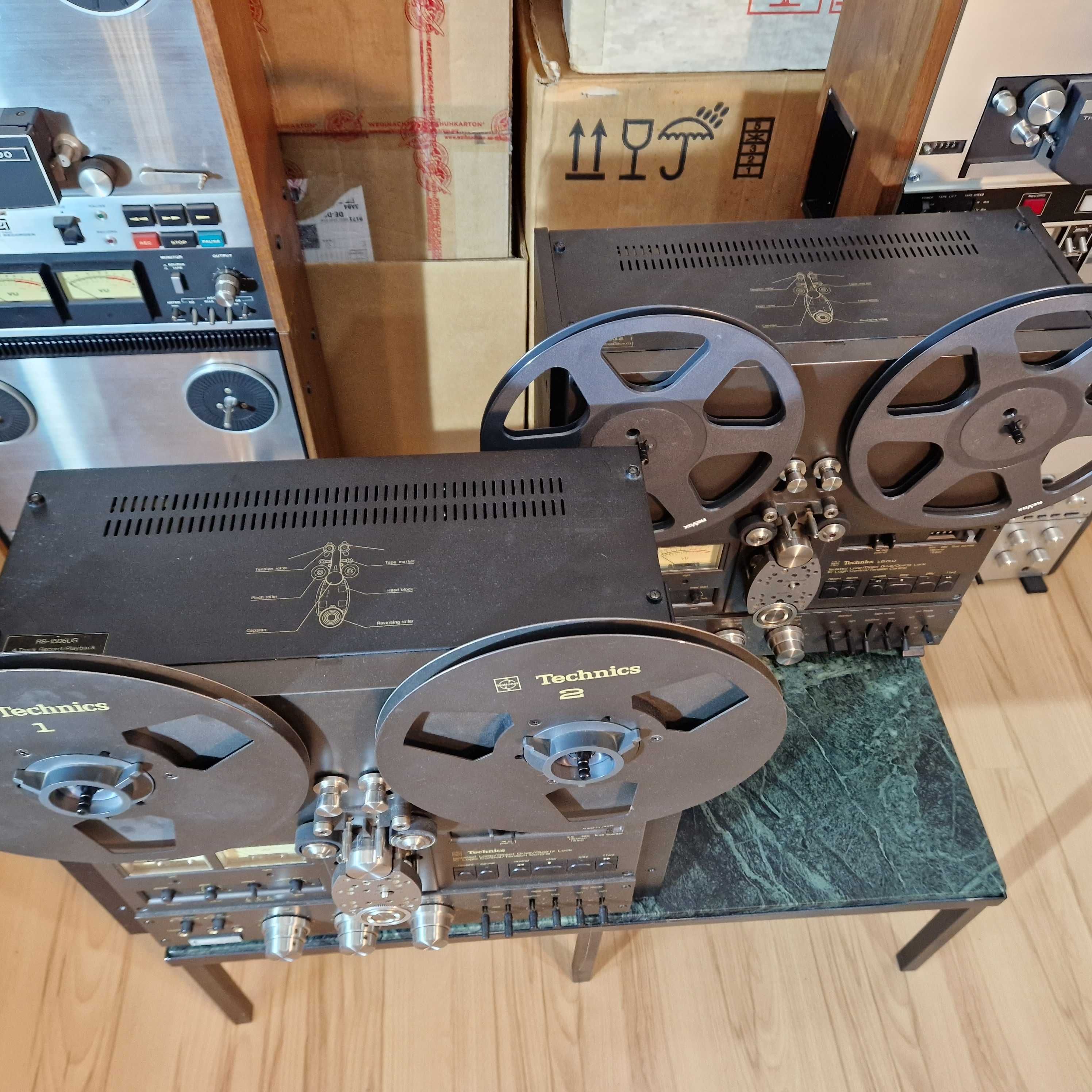 Technics RS-1500US+Technics szpule+Technics osłona przeciwpyłowa