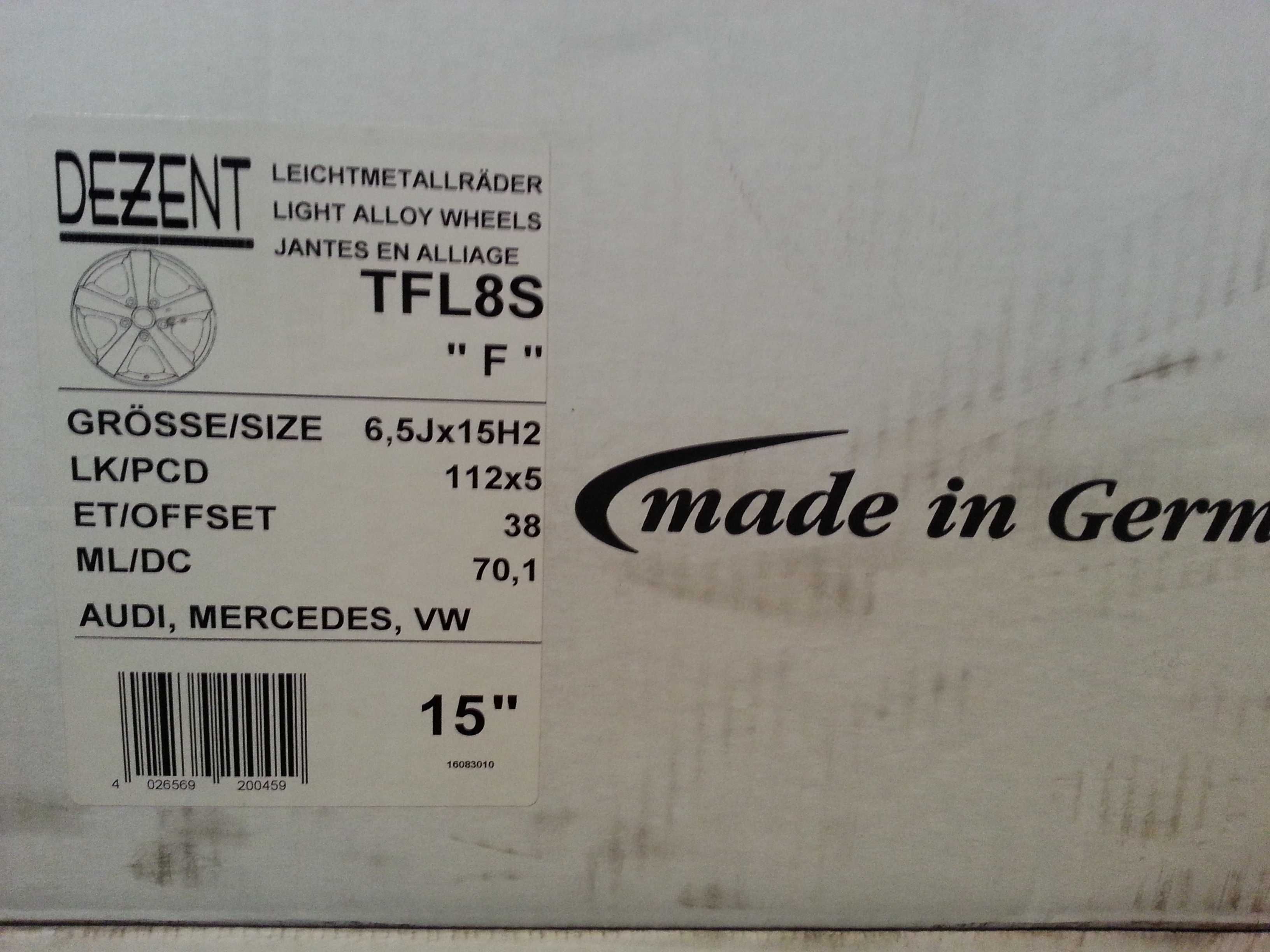 Felgi aluminiowe Dezent F 5x112 6,5j15 et-38