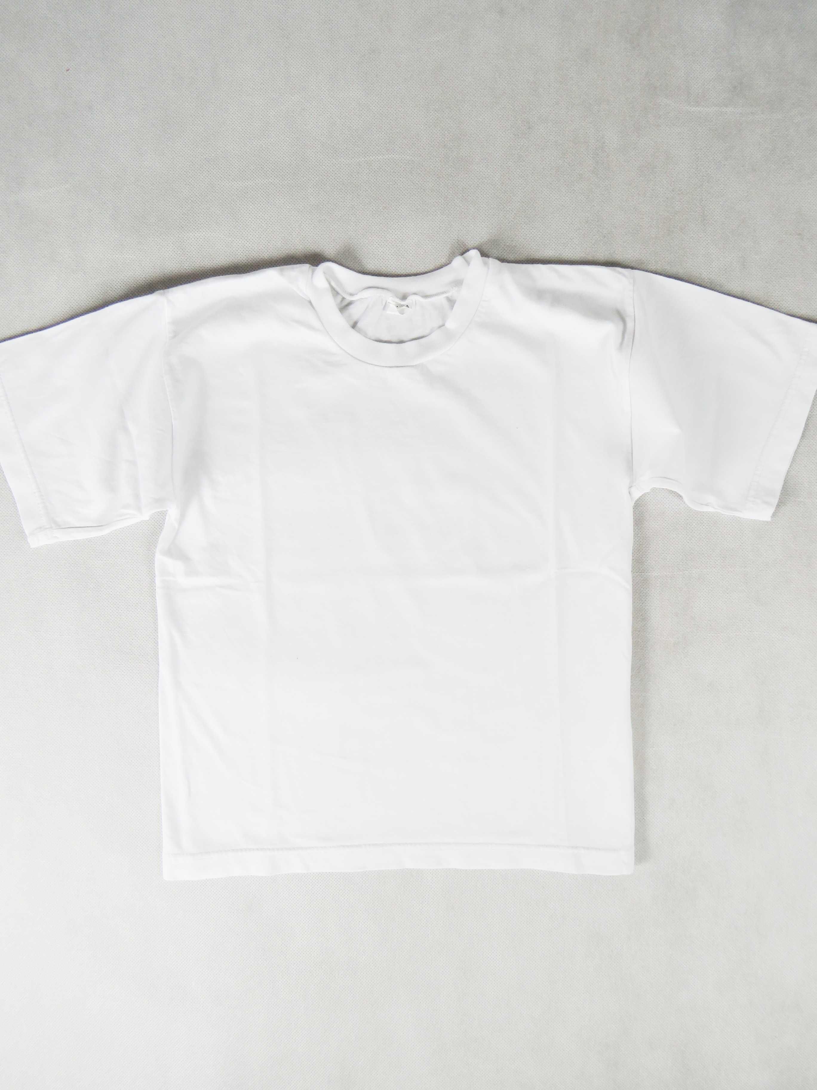 Biały T-shirt na 128 cm klasyczna biała koszulka JANKA