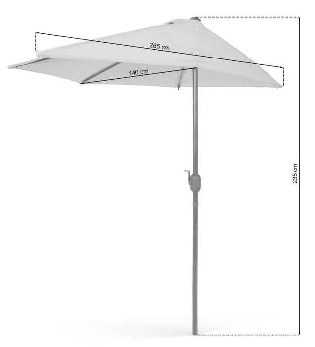 Parasol na balkon połówkowy Bima 140 cm Grey / Light Grey + podstawa