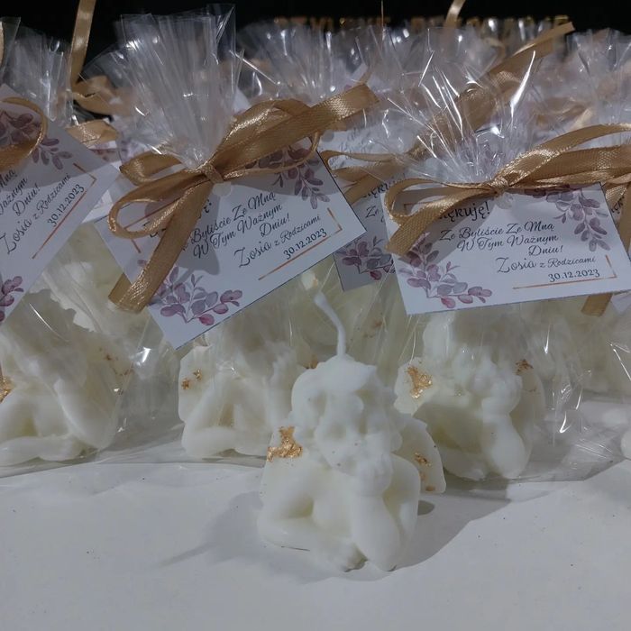Aniołki swieczki mydełka podziekowania chrzest świety komunia