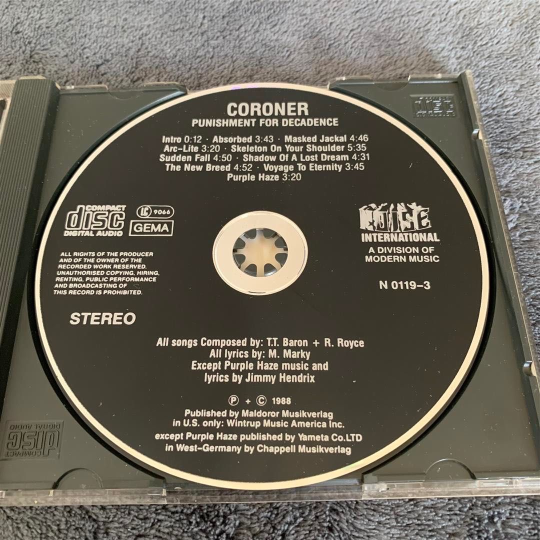 CORONER - Punishment for Decadence org. Noise 1993 RAR