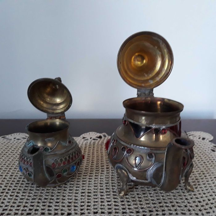 imbryk czajnik mosiężny do kawy herbaty orientalny (zestaw 2 sztuk)