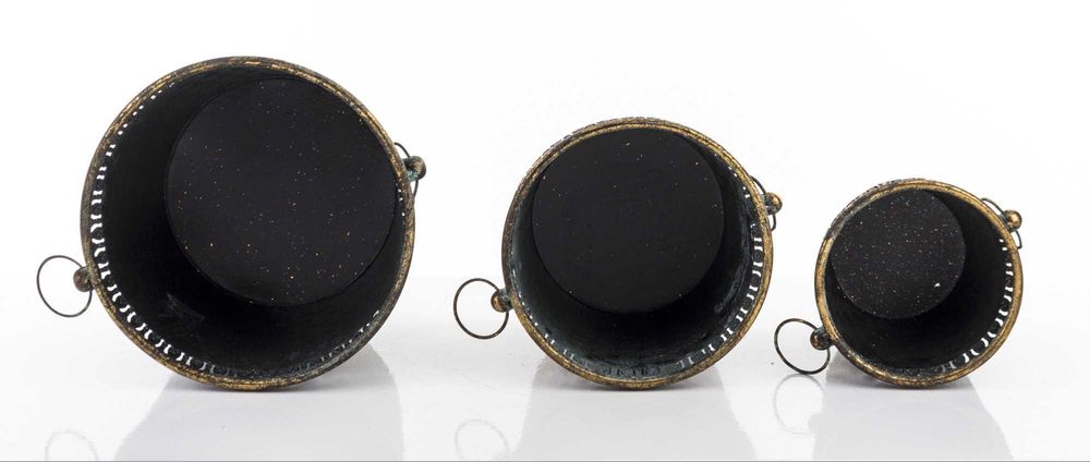 Złote Metalowe Postarzane Dekoracyjne Osłonki Doniczki Retro 142396