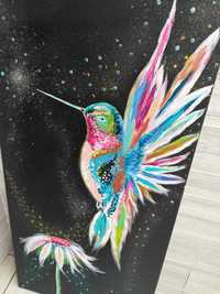 Obraz malowany - koliber