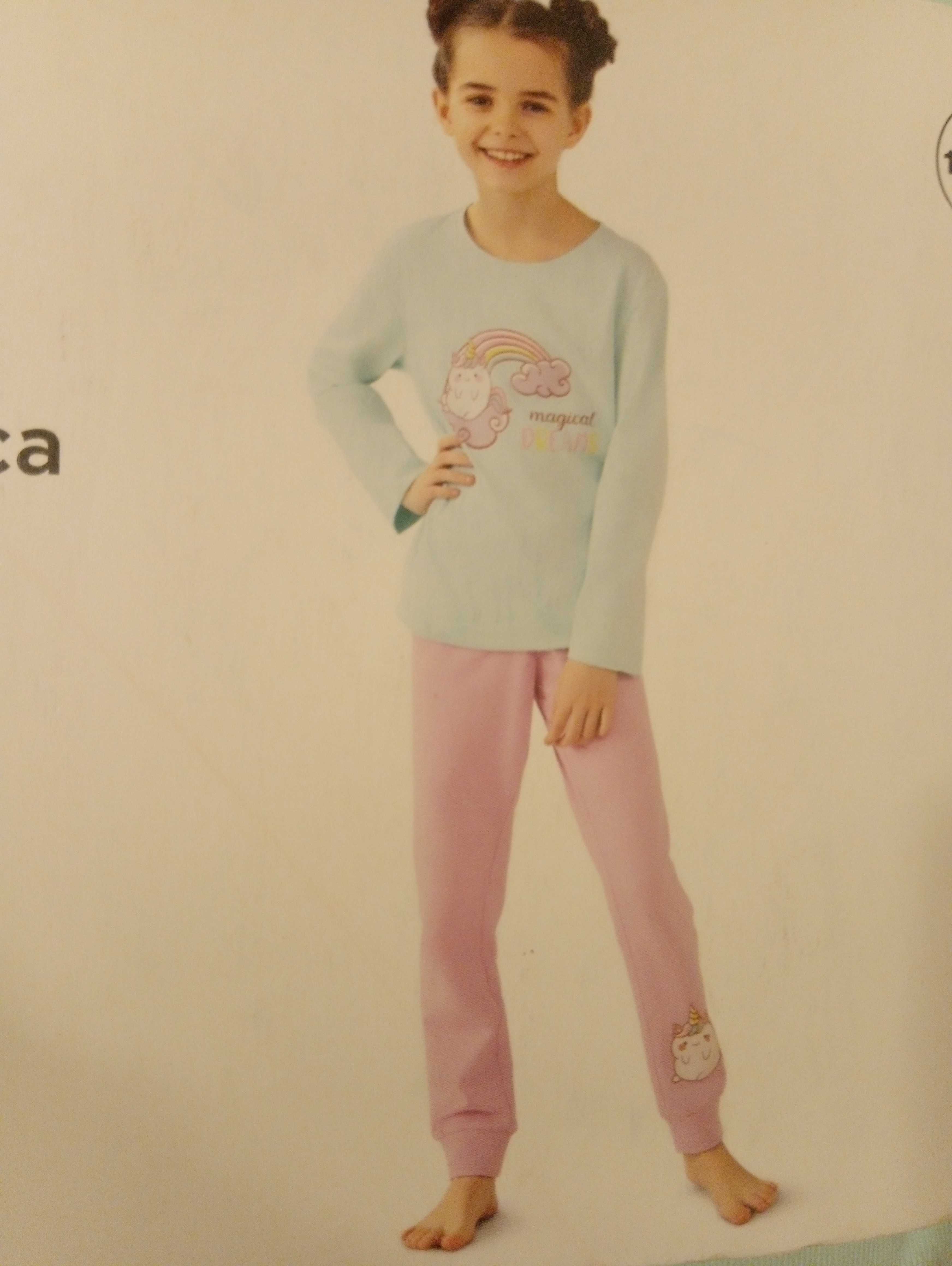 Bawełniana pastelowa dwuczęściowa piżama jednorożec 158/164 Cleve