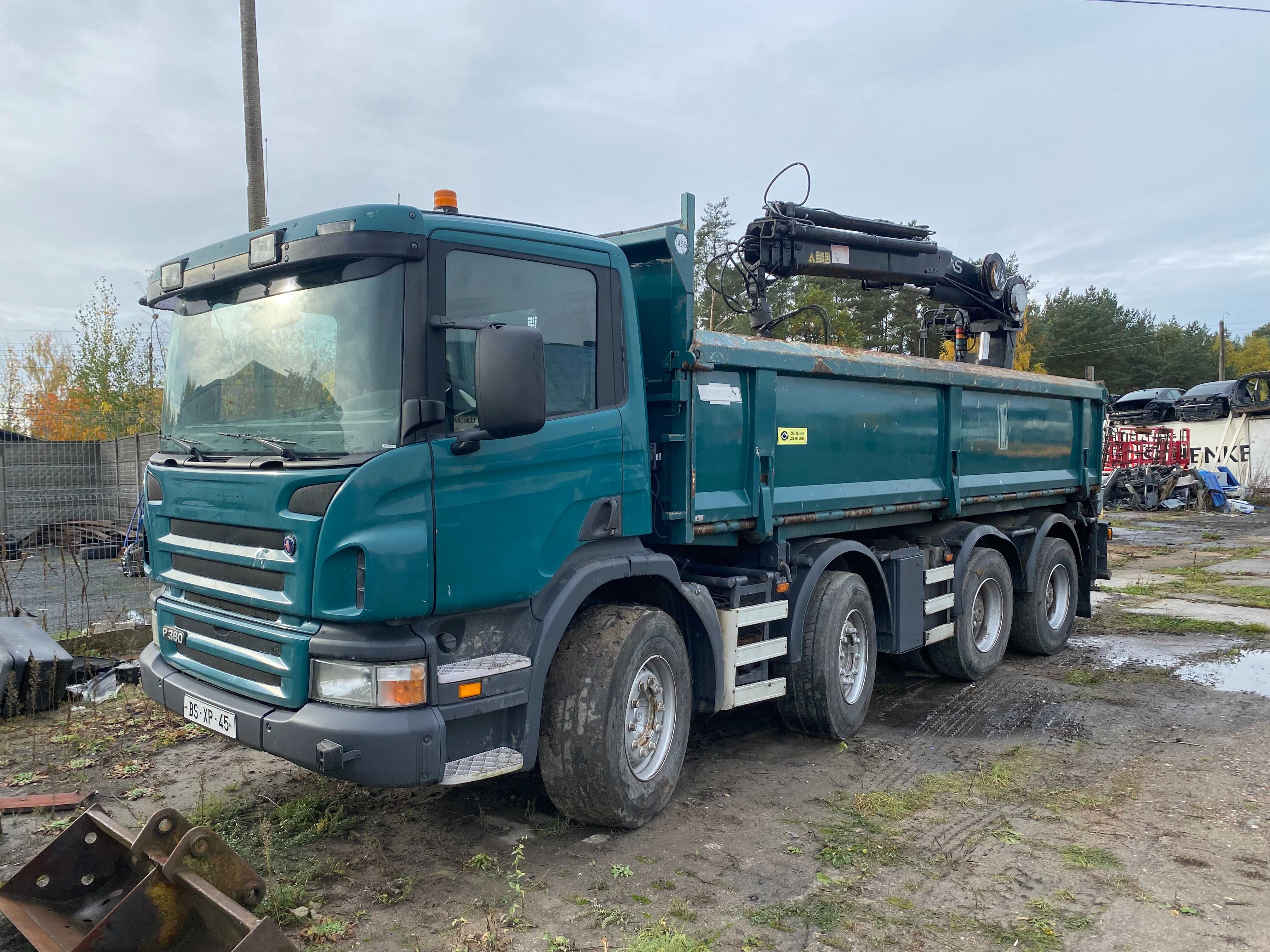 SCANIA P380 ,wywrotka, HDS HIAB 166 -RADIO, 8X4 ,