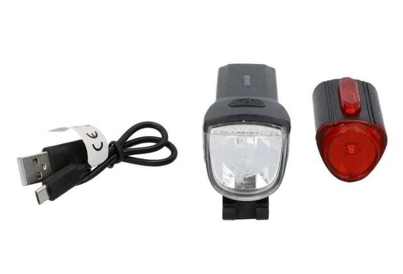 Oświetlenie rowerowe Fisher LED/USB 30 LUX zestaw
