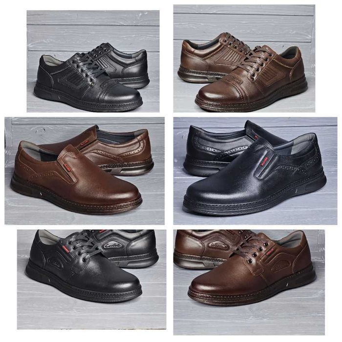 Мужские кожаные черные коричневые прошитые туфли TM Bumer / Бумер!!!