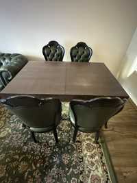 Nowoczesny komplet w stylu glamour - stół + 6 krzeseł Chesterfield