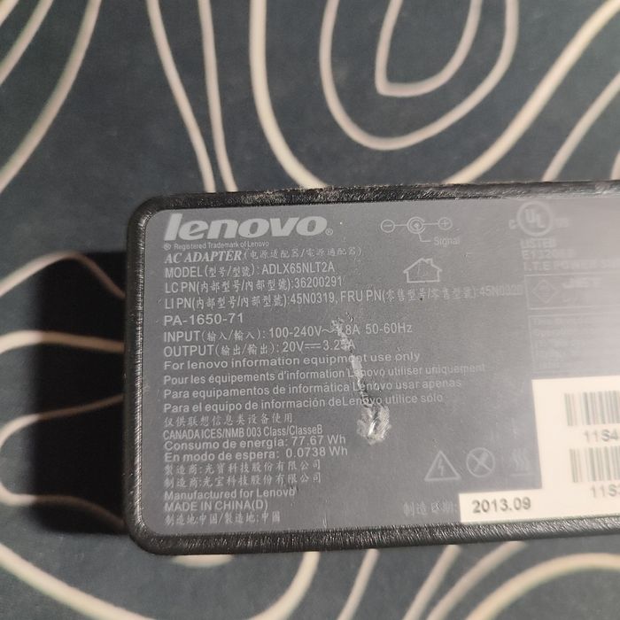 Зарядка Lenovo ADLX65NLT2A блок живленн