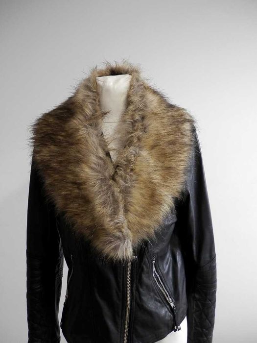 Kołnierz Futrzany Etola Sztuczne Futerko Beżowy Duży Puszysty Szal