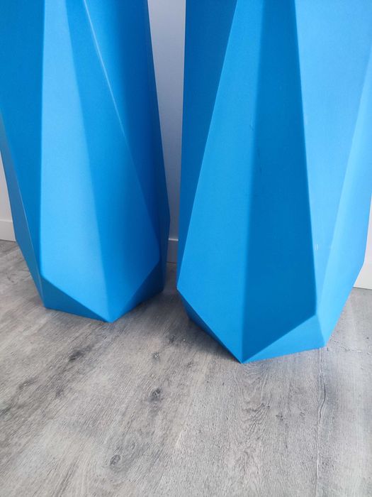 Niebieska duża geometryczna donica, 2szt.do domu, na zewnątrz, ozdoba