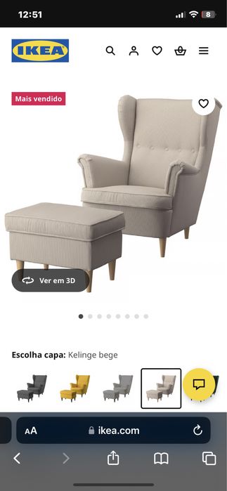 Poltrona+Repousa pé Strandmon Ikea - bege