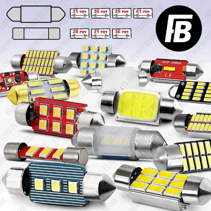 Лампы LED светодиодные C5W C10W диодные лампочки салон багажник номер