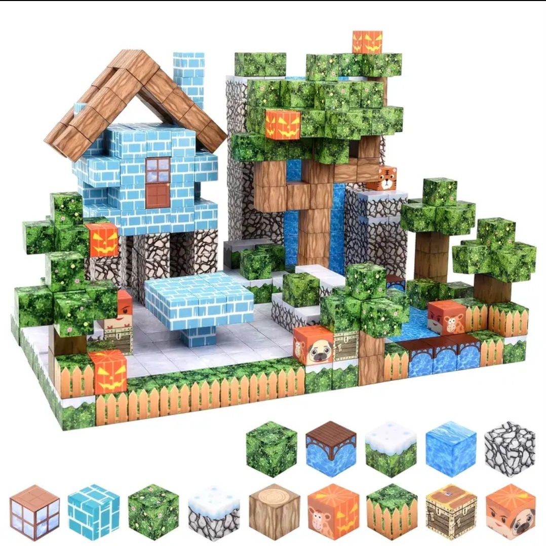Магнитный конструктор Майнкрафт 100 кубики на магнитах Minecraft блоки