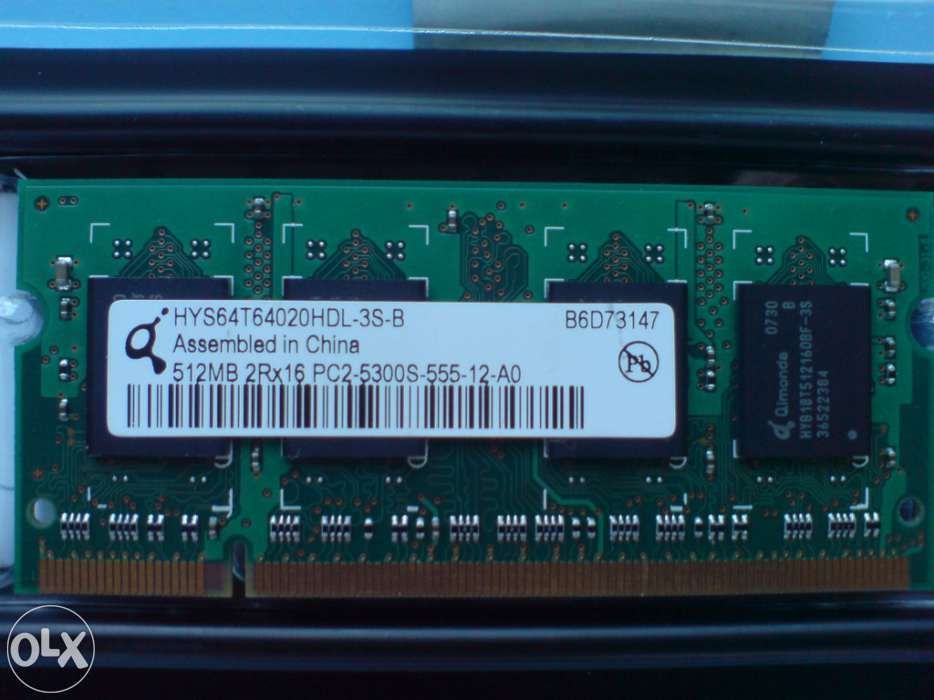 2X512Mb Memórias SODIMM DDR2 PC5300MHz 667MHz p/portátil