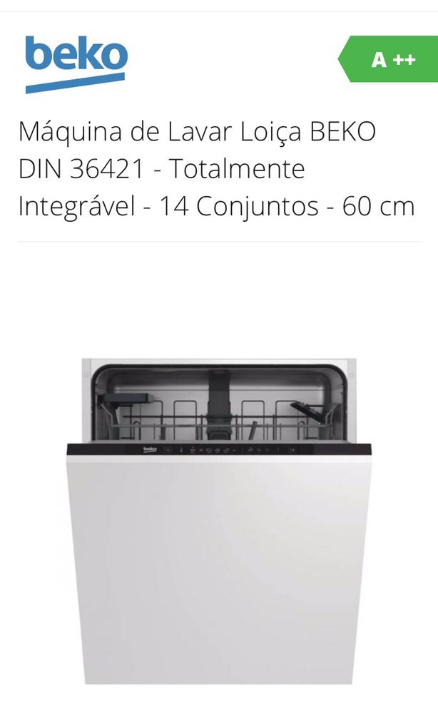 Maquina Loiça Beko Encastre